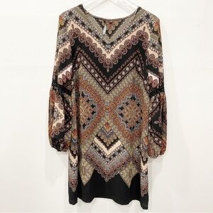 Chiasso Billow Sleeve Bohemian Shift Dress Long Sleeve Large